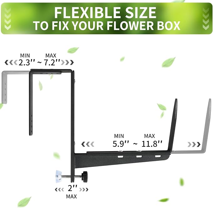 Window Box Brackets, Adjustable Planter Box Brackets, Heavy Duty Iron Flower - Image 2