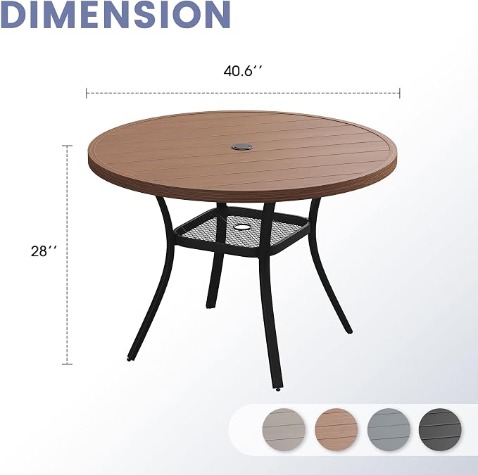 VICLLAX 40.6" Round Patio Table, Outdoor Dining Table - Image 3