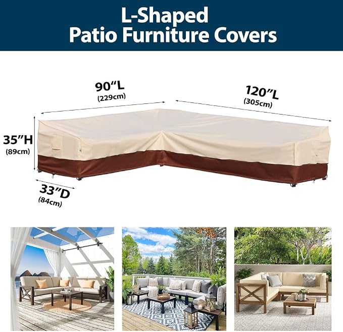 Outdoor Sectional Cover Patio Furniture Covers Waterproof Rip-Stop Anti-UV 600D - Image 2