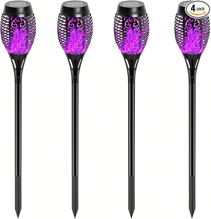 4 Pack Outdoor Solar Flame Light, Solar Lights Outdoor by Unknown