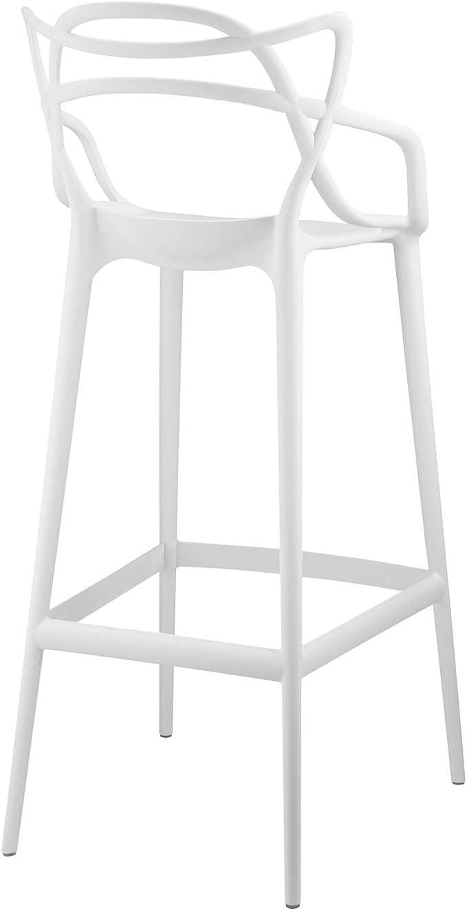 Modway Entangled Modern Molded Plastic Four Bar Stools in White - Image 6