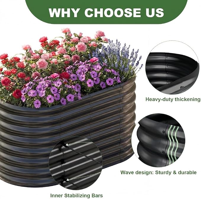 AHEONLAR 3 Pack 4×2×1.5ft Galvanized Raised Garden Beds Outdoor, Sturdy Planter - Image 5