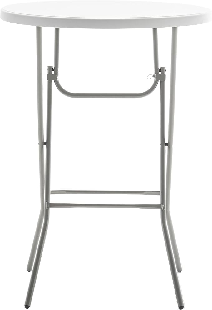 BTExpert 32" Round 43" Bar Height White Granite Plastic Folding Table Portable - Image 3