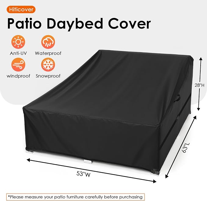 Outdoor Patio Rattan Daybed Cover, Waterproof Paito Sunbed Cover, Outdoor - Image 2