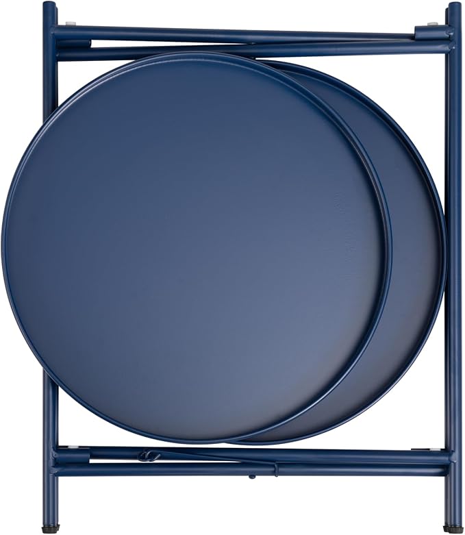 HollyHOME 2-Tier Round Side Table, Outdoor Small Folding Accent Stand - Image 8