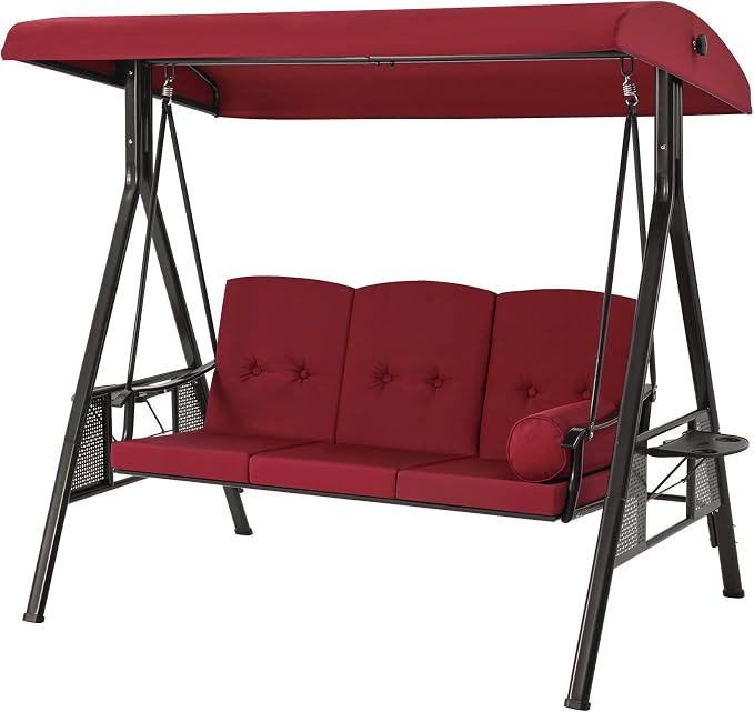 AECOJOY Outdoor Porch Swing, 3-Seat Porch Swing - Image 4