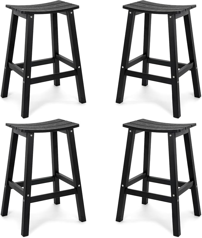 Weatherproof Bar Stools Set of 4, Saddle Seat, Bar Height Stools by LAHAAP