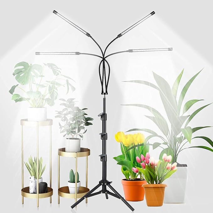 GHodec Grow Light with Stand, 5500K Full Spectrum Gooseneck Floor Plant Light by GHodec