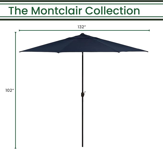 Hanover Montclair 11' Market Outdoor Umbrella, All-Weather, Crank Lever - Image 4