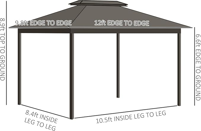 Outsunny 10' x 12' Hardtop Gazebo - Image 7