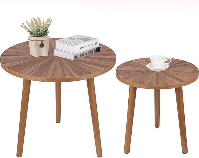 Round Coffee Table Set of 2, Mid Century Modern Coffee Table, Small Farmhouse by ZYBTtoCreateHappyMemories