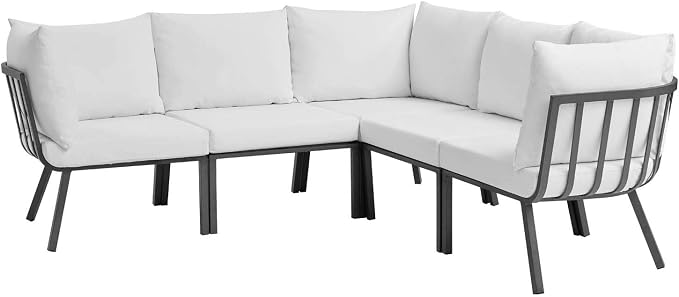 Modway Riverside Outdoor Patio Aluminum Sectional Set, 85. 5" L x 85. 5" W x - Image 3