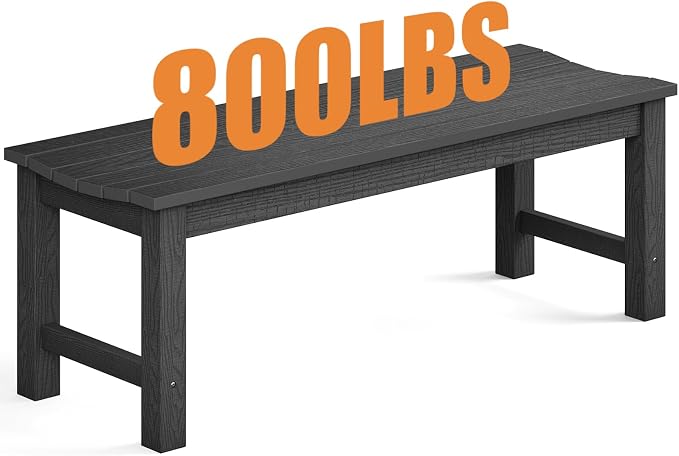 Outdoor Bench, 2-Person Patio Backless Bench Holds up to 800lbs, Weatherproof by LAHAAP