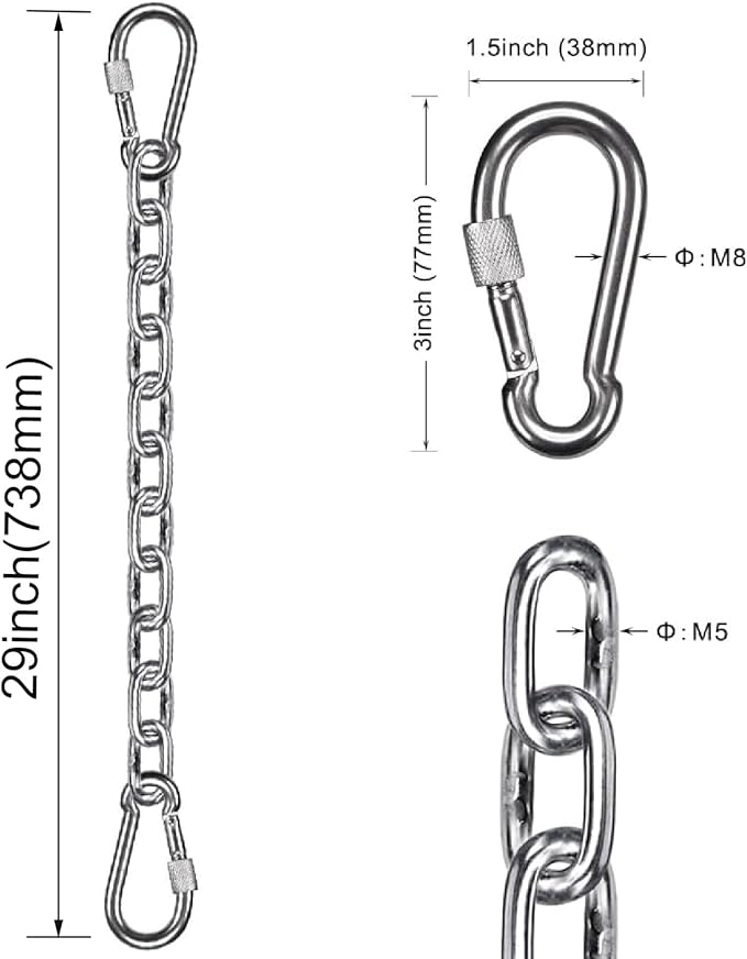 BeneLabel 1Pcs 29 inch Stainless Steel Hanging Chair Chain Kit - 1000 LB - Image 2