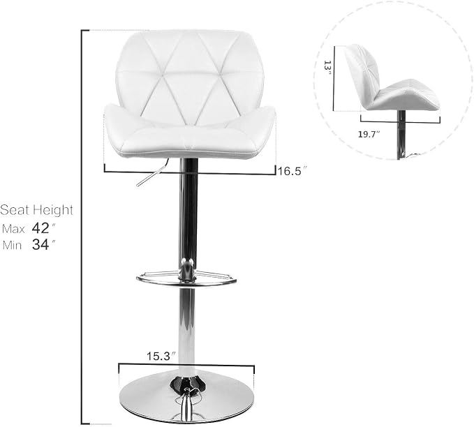 ARTETHYS Bar Chairs Set of 2 PU Leather Barstools Adjustable Height Swivel 360 - Image 2