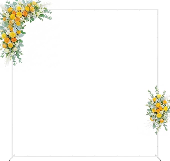 Wokceer Wedding Arch Backdrop Stand Square 8 x 8 FT White Backdrop Stand Metal by Wokceer