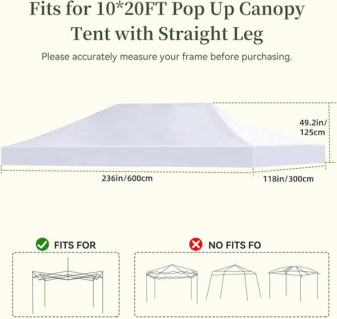 LIUJIAYI Pop Up Canopy Replacement Top, 10x20 Heavy Duty 500D UV Protection - Image 2