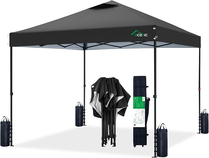 10x10 Pop Up Canopy Tent, 300D Silver-Coating Top, Pop Up Canopy Tent Instant by ACEPICOutdoor