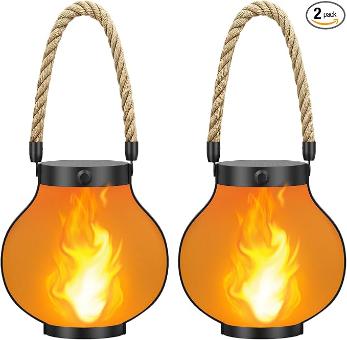 Hompavo Larger Gen2 Solar Lanterns Outdoor, Dual Charging & 2-Mode by Hompavo