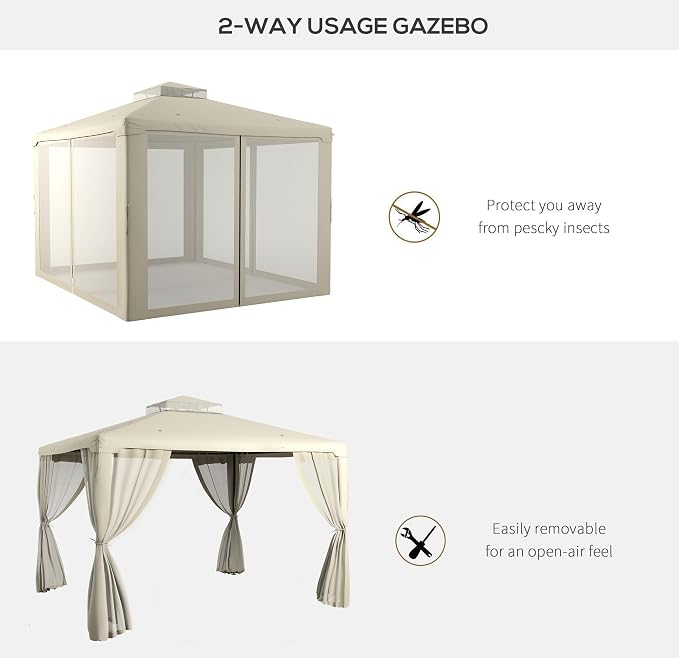 Outsunny 9.6' x 11.6' Patio Gazebo, Outdoor Canopy Shelter - Image 3