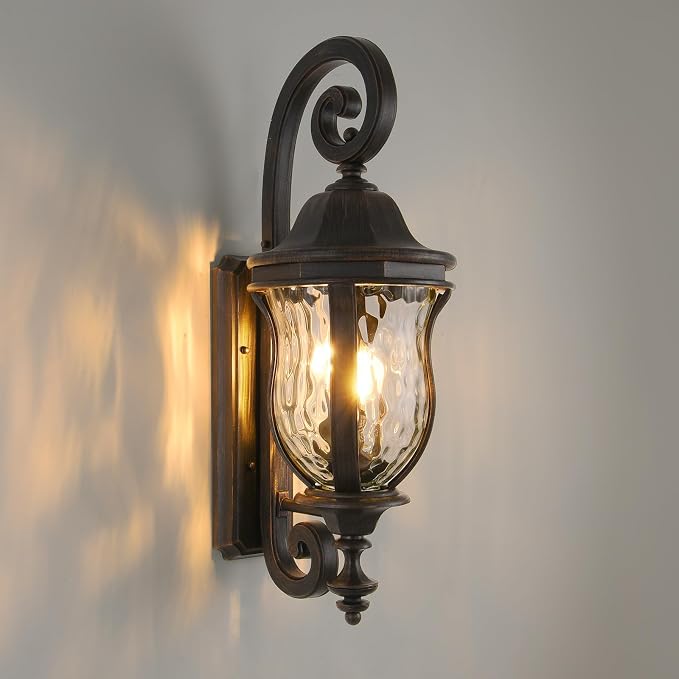 Black Brush Red Exterior Wall Sconces, Waterproof Outdoor Lights Wall Mount by SmeikeLighting