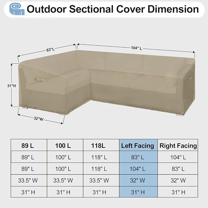 OutdoorLines Waterproof Outdoor Patio Sectional Cover - Image 2