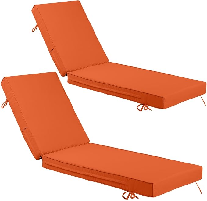 Chaise Lounge Cushions Outdoor Set of 2, Waterproof & Fade Resistant Patio by SXIORMHJ