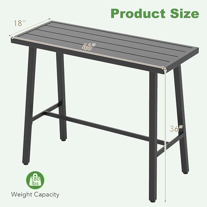 COSTWAY 36" Outdoor Bar Table, Rectangular High Pub Table - Image 3