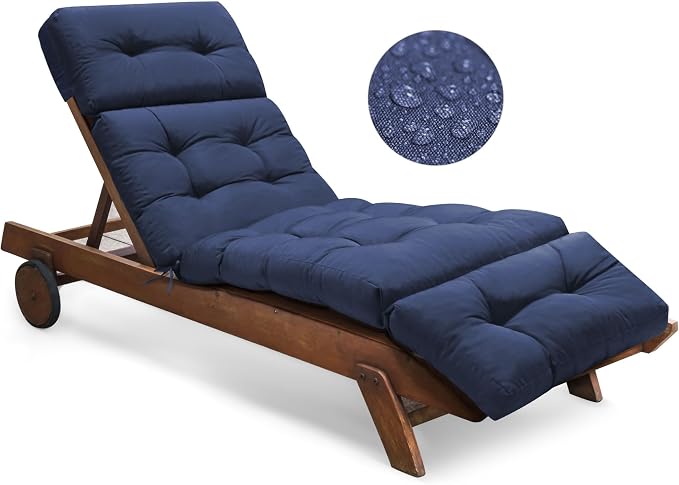Waterproof Outdoor Chaise Lounge Chair Cushion 74.4 x 22 x 4.7 Inches Memory by Tycdiose