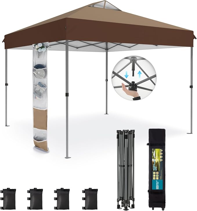 Sophia & William Canopy Tent Pop Up 10x10 ft, One Person Push Set Up Tent by SophiaWilliam