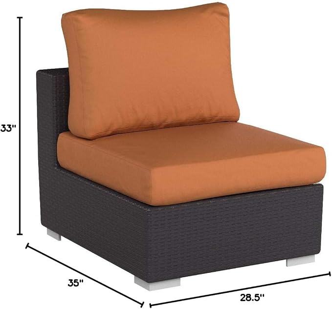 Modway Convene Wicker Rattan Outdoor Patio Sectional Sofa Armless Chair in - Image 2