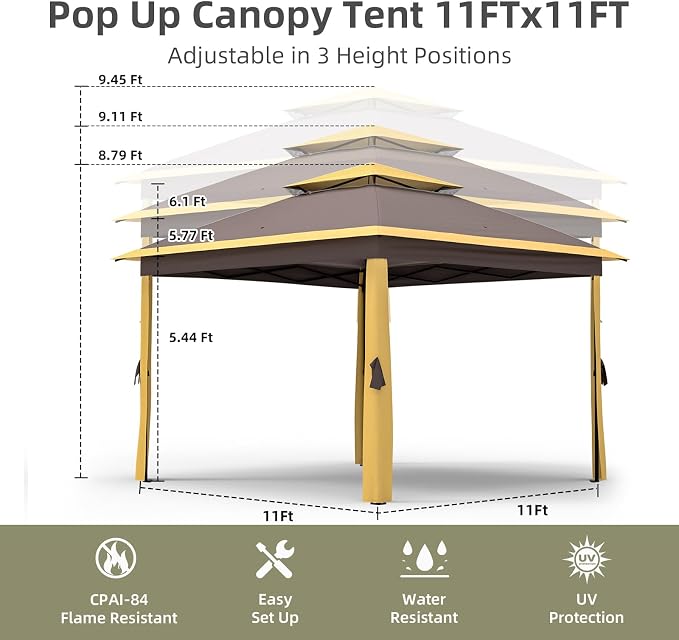 11x11 FT Outdoor Gazebo, Heavy Duty Pavilion - Image 4