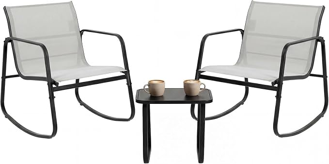 DUMOS 3 Piece Patio Rocking Furniture Set，Outdoor Patio Furniture Conversation by DumosLifestyle