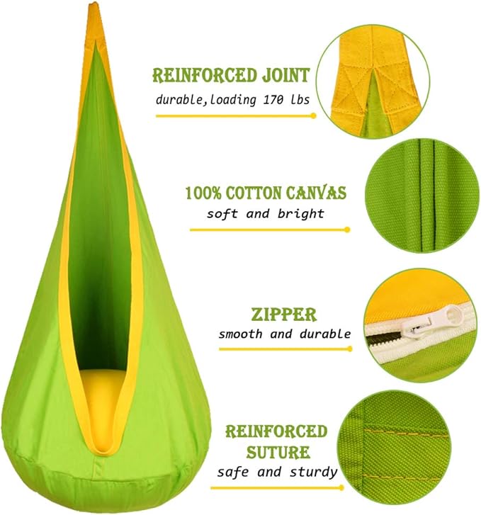 Kids Pod Swing Hanging Seat Child Hammock Chair Indoor and Outdoor Sensory - Image 2