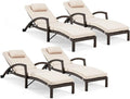 HOMREST Chaise Lounge Chairs Set of 4, PE Rattan Wicker Lounge Chair by HOMREST