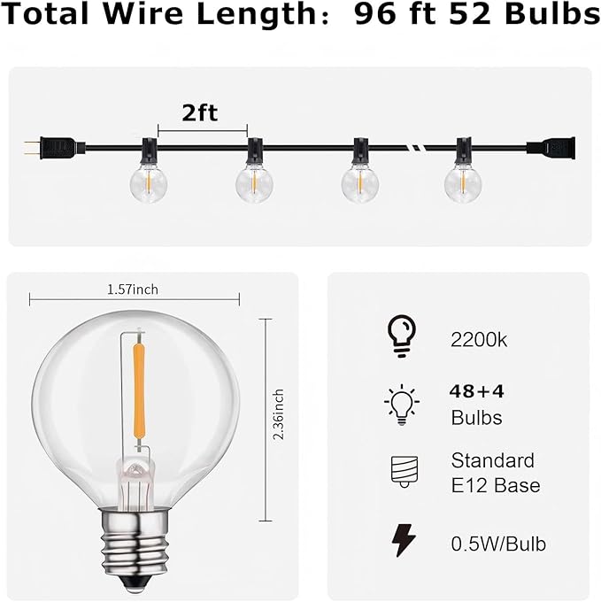 HISTAR 96FT LED Outdoor String Lights - Image 3