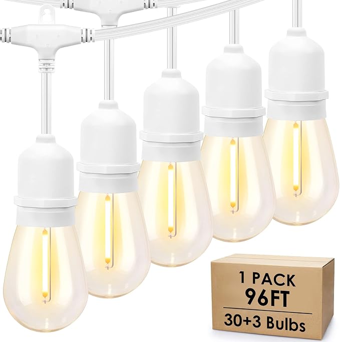 Mlambert White Cord 96FT Outdoor String Lights by Mlambert