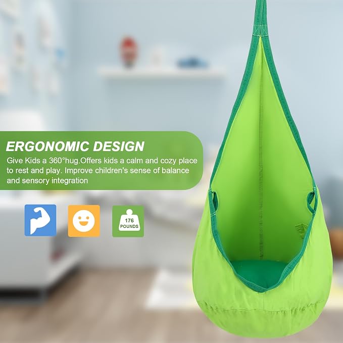 YAERSI Kids Pod Swing Seat, Cotton Hammock Chair - Image 3