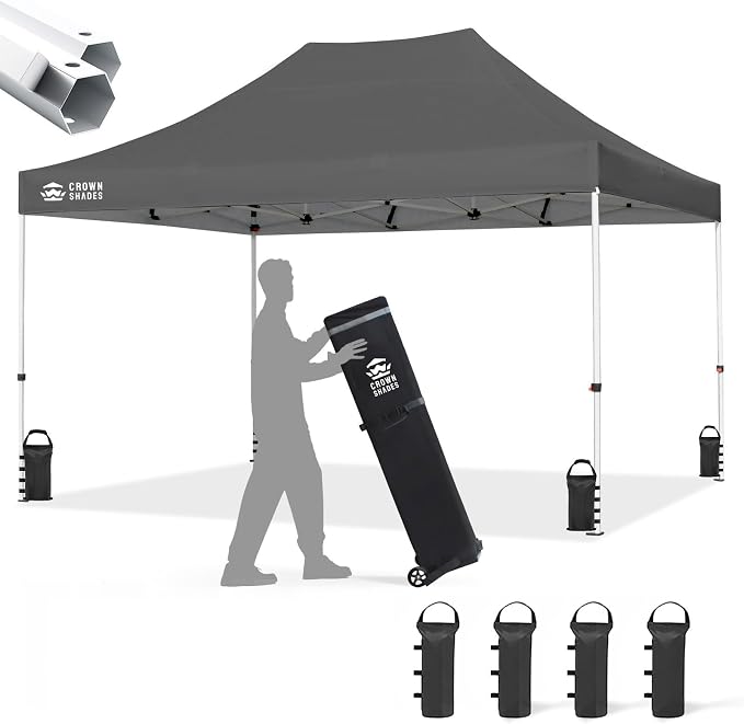 CROWN SHADES 10x15 Pop Up Canopy Tent, Thicken Frame Commercial Heavy Duty Tent by CrownShades