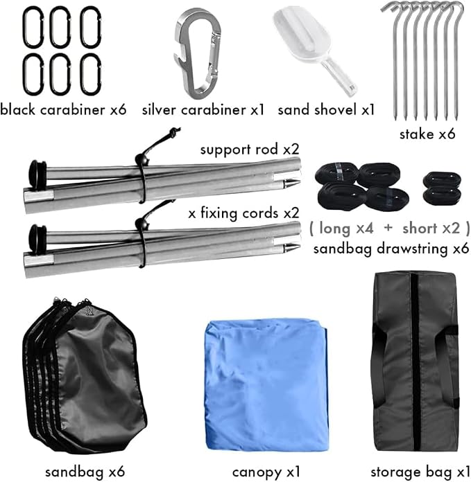 Beach Canopy Windproof Design, Sun Shelter UPF50+ Portable Family Tent - Image 7