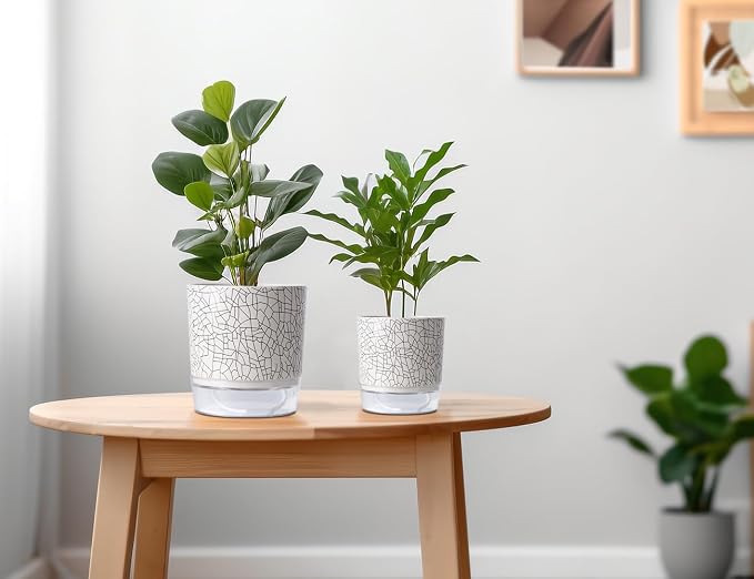 Self Watering Pots for Indoor Plants, 5 & 4 Inch Stylish Flower Pots - Image 6