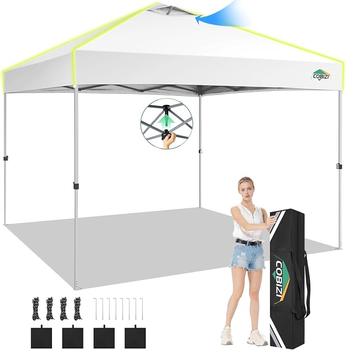 COBIZI 10x10 Pop Up Canopy Tent, Outdoor Party Tent Without Sidewall One Push by COBIZI