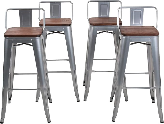 Changjie Furniture 30 Inch Bar Stools Set of 4 Industrial Metal Barstools Bar by ALISH