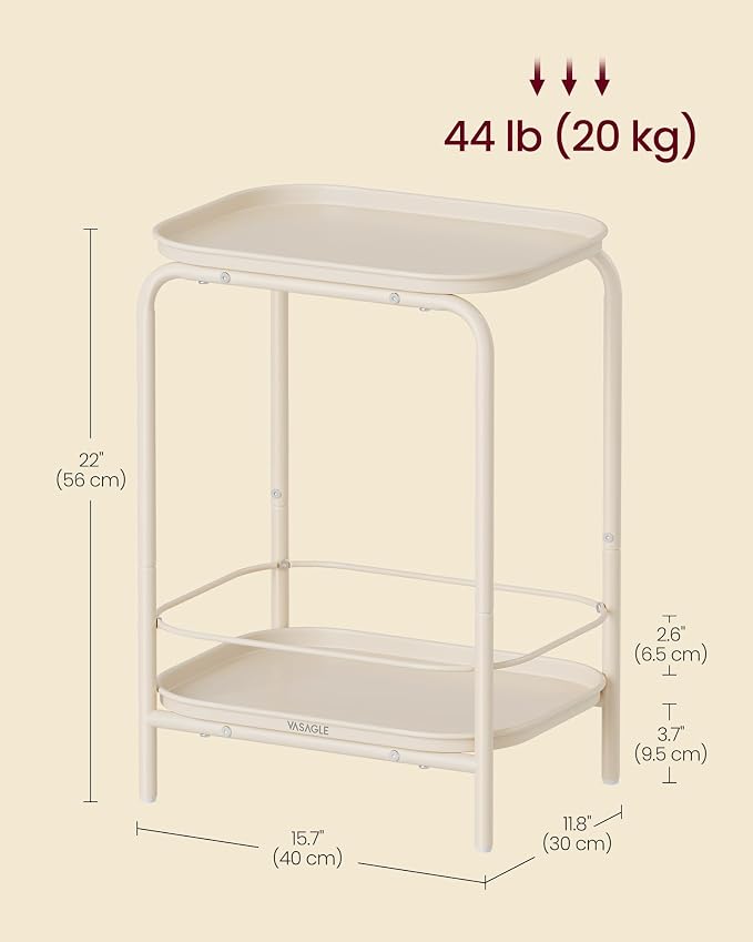 VASAGLE 2-Tier Outdoor Table, Small Side End Table - Image 3