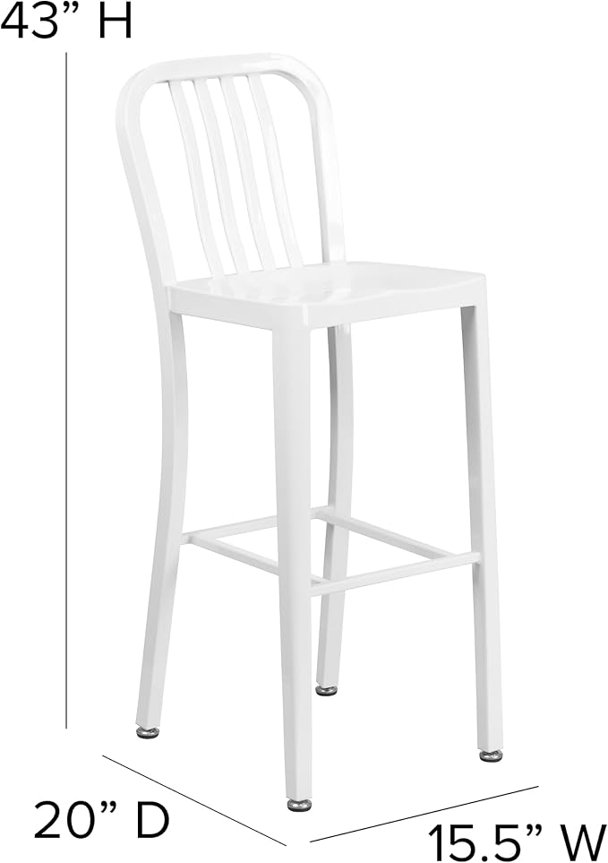 Flash Furniture Gael Commercial Grade 2 Pack 30" High White Metal - Image 3