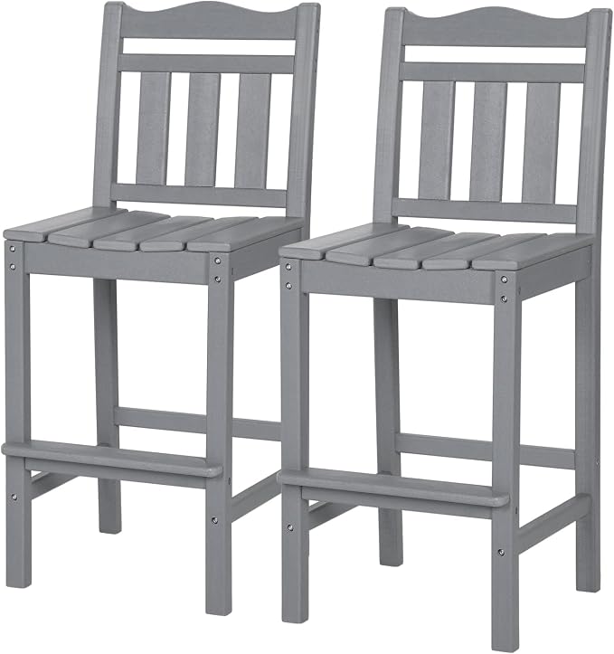 nalone Outdoor Bar Stools Set of 2, HDPE Tall Adirondack Chairs Bar Chairs by NALONE
