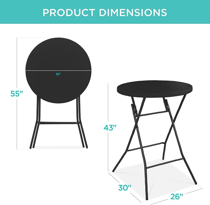 Best Choice Products 32in Bar Height Folding Table, Round Indoor Outdoor - Image 2