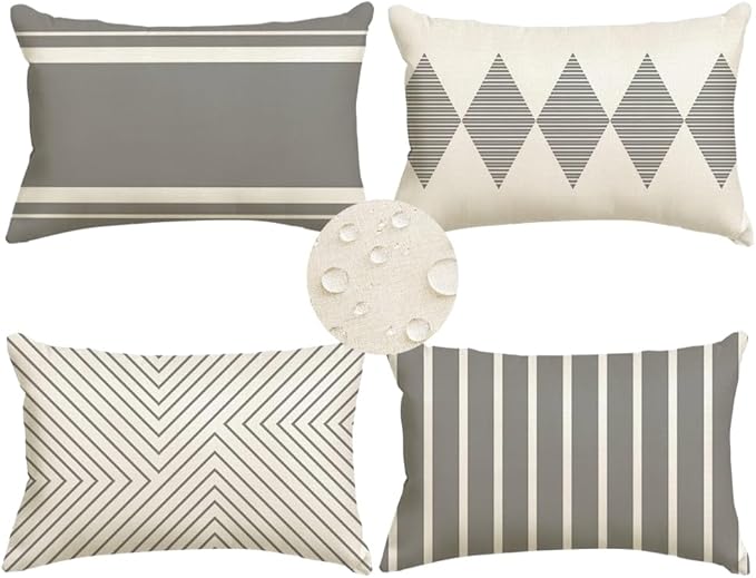 RABUSOFA Outdoor Pillows Covers 12x20 inch Waterproof by RABUSOFA