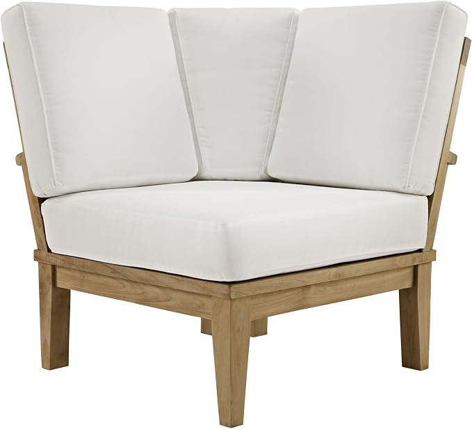 Modway EEI-1146-NAT-WHI-SET Marina Premium Grade A Teak Wood Outdoor Patio by Modway