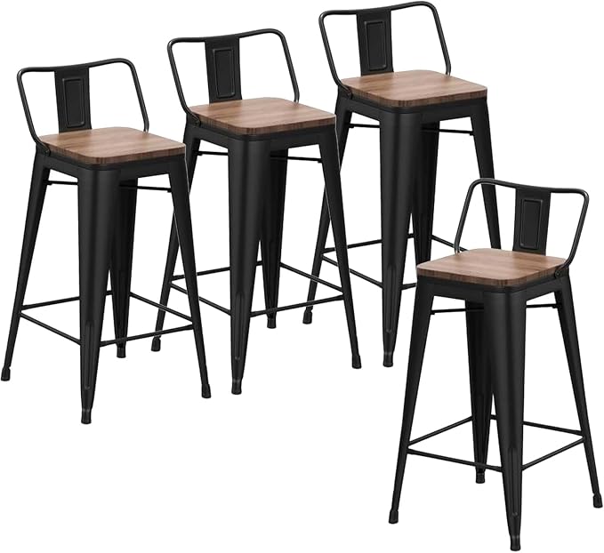 Changjie Furniture 26 Inch Bar Stools Set of 4 Industrial Metal Barstools by ALISH